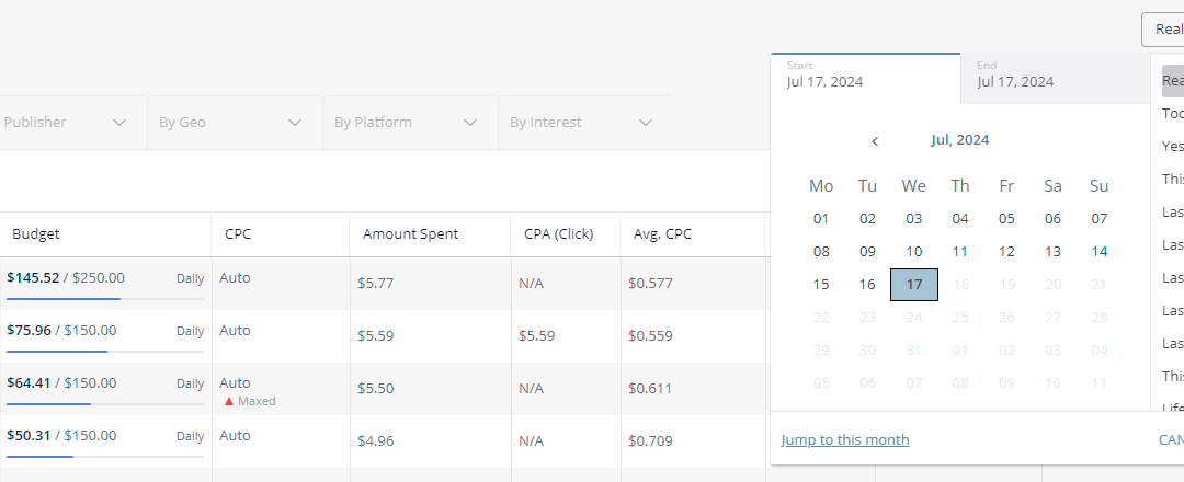 Outbrain now displaying real time reporting (sort of)